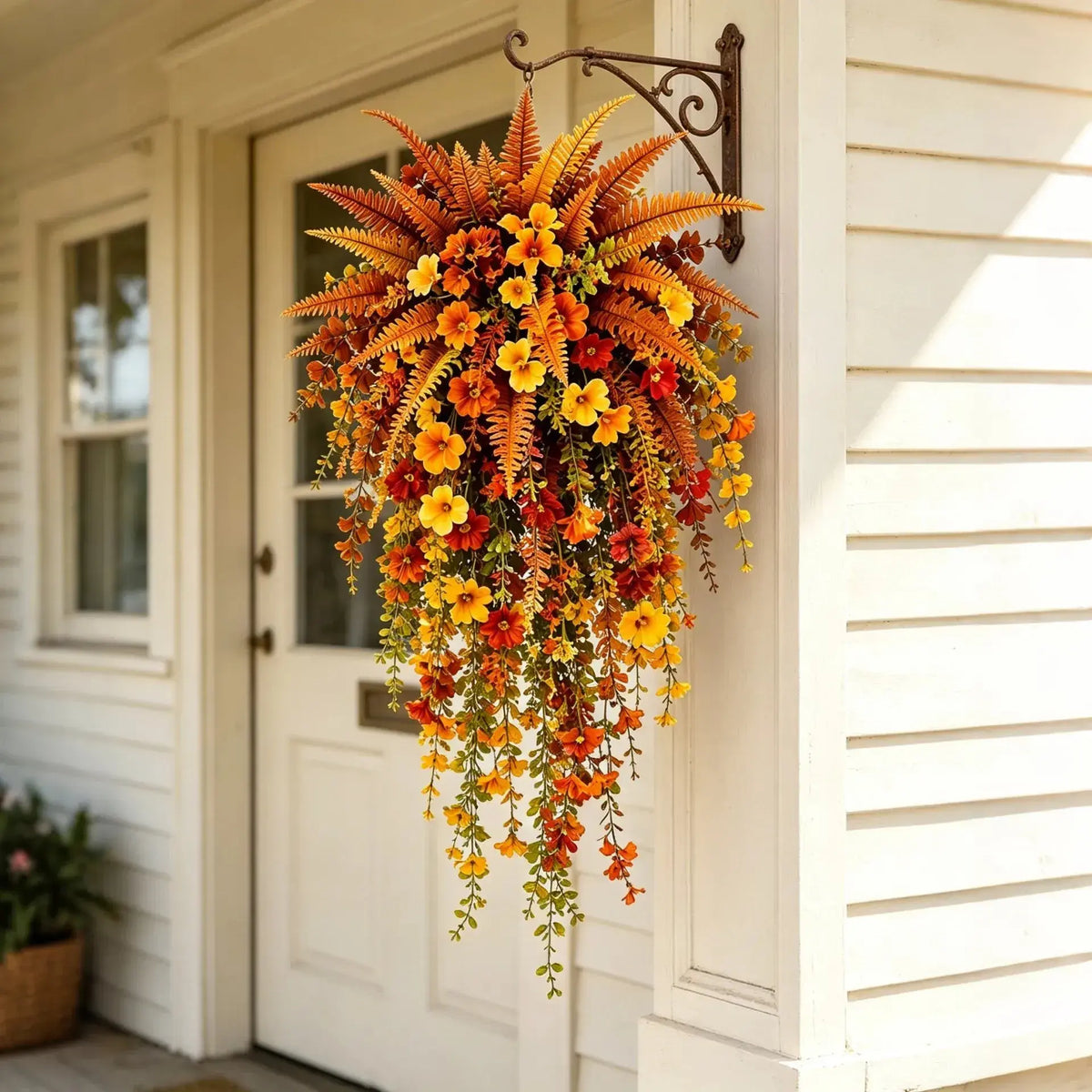 UV‑resistant artificial Boston fern plant, realistic large outdoor hanging autumn faux plant🍂 - image 10
