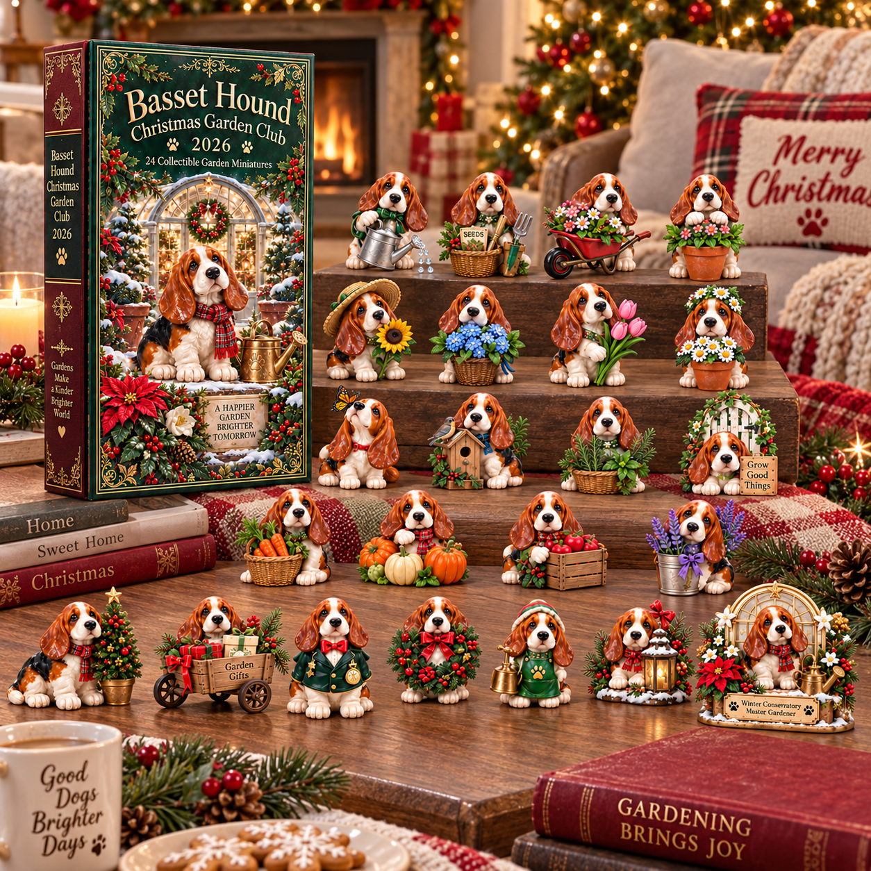 24 Days of Garden Joy — Basset Hound Christmas Garden Club Advent Calendar 2026
