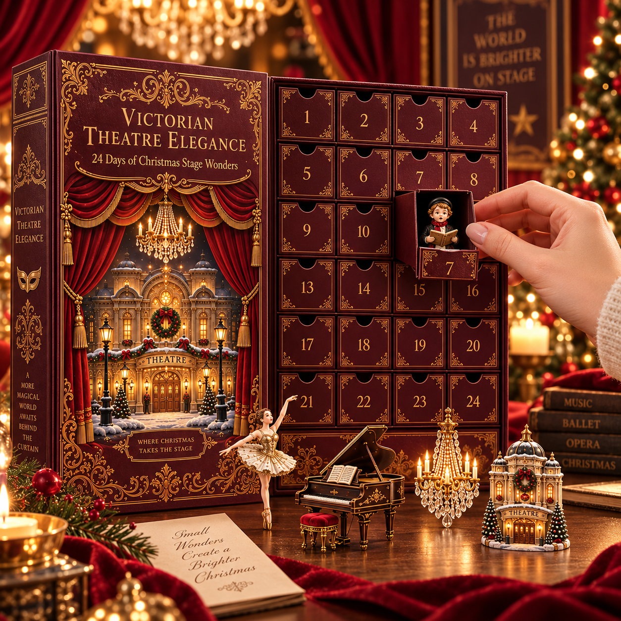 Victorian Theatre Elegance 2026 – 24 Days of Christmas Stage Wonders Collectible Countdown Calendar, 24 Unique Victorian Theatre Miniatures for Theatre Lovers