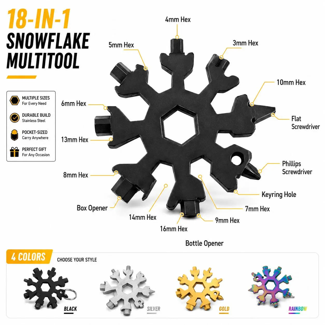 Viral 18‑in‑1 Snowflake Multi‑tool Stainless Steel Portable Wrench ❄️ - image 6