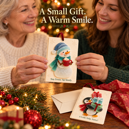 🎄 Sea glass style -Christmas Wishes – 2-in-1 Greeting Cards & Keepsake Ornaments | 6 Festive Designs