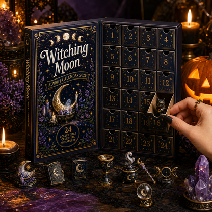 Witching Moon Advent Calendar 2026 – 24 Days of Celestial Miniatures, Mystical Moon Collectibles & Magical Gifts for Witchy Decor Lovers, Acrylic Charms Blind Box