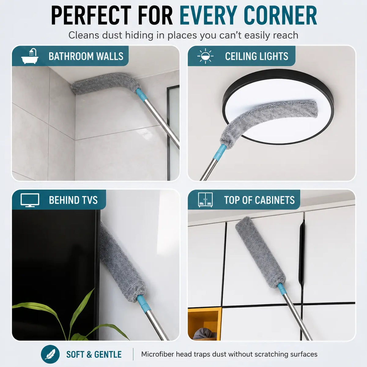 Replacement Gap Duster for Home Corner Place, Durable Flexible Arbitrary Bending Microfiber Dust Brush🧹 - image 9