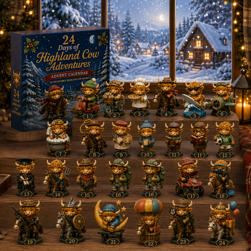 Highland Cow Adventures Advent Calendar 2026 – 24 Days of Unique Highland Cow Miniature Collectibles