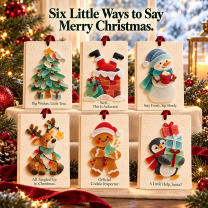 🎄 Sea glass style -Christmas Wishes – 2-in-1 Greeting Cards & Keepsake Ornaments | 6 Festive Designs