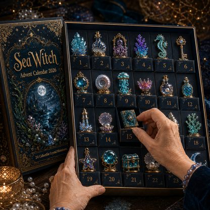 Sea Witch Advent Calendar 2026 – 24-Day Enchanted Ocean Crystal Miniature Countdown Calendar | Mystical Sea Collectible Gift Set