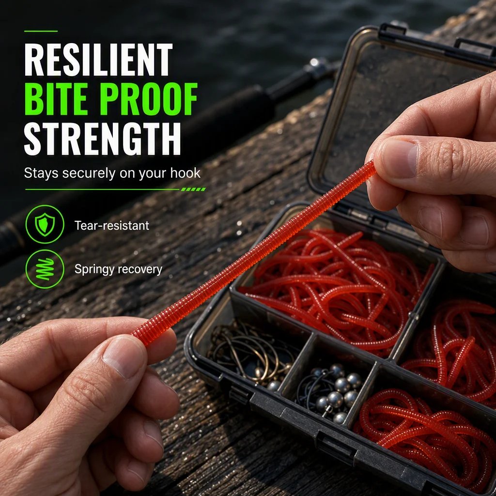 📢📢Simulation Earthworm Soft Fishing Lures Shrimp Scented Artificial Worm Baits for Freshwater and Saltwater Pack of 50 or 100 - image 6