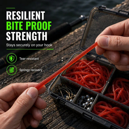 📢📢Simulation Earthworm Soft Fishing Lures Shrimp Scented Artificial Worm Baits for Freshwater and Saltwater Pack of 50 or 100 - image 6