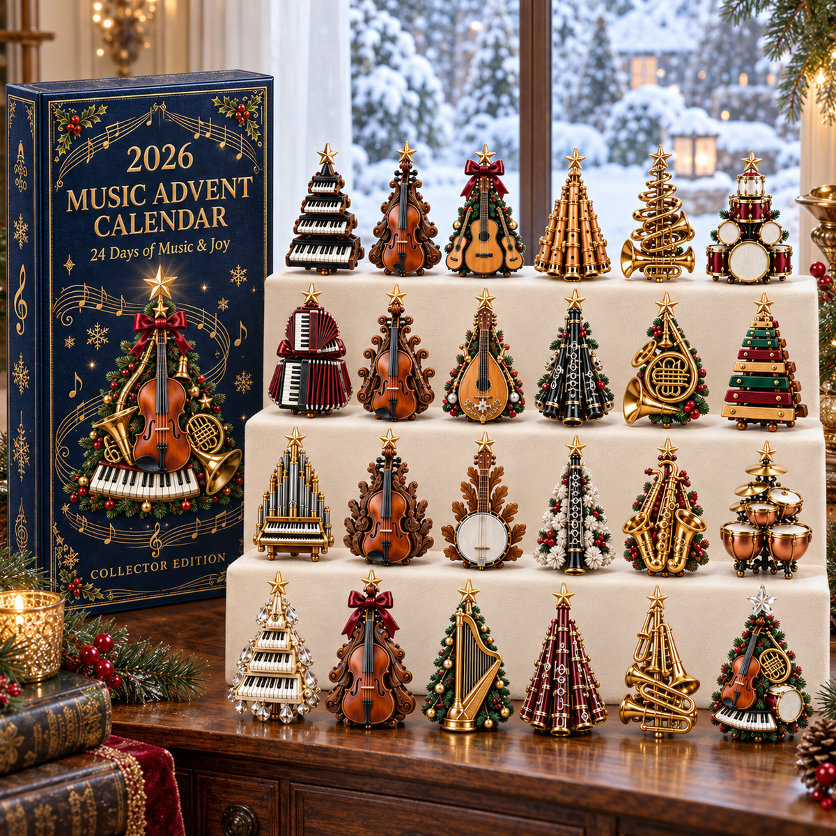 2026 Music Lovers’ Advent Calendar – 24 Unique Musical Instrument Christmas Tree Miniatures