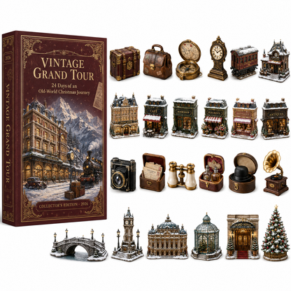 2026 Vintage Grand Tour 24-Day Countdown Calendar – 24 Unique Old-World Travel Miniatures, European Christmas Journey Collector’s Gift