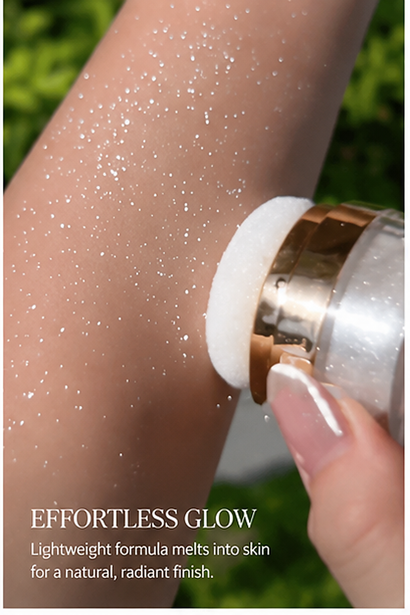 3-Shade Shimmer Highlighter with Puff | Face & Body Glow - image 9