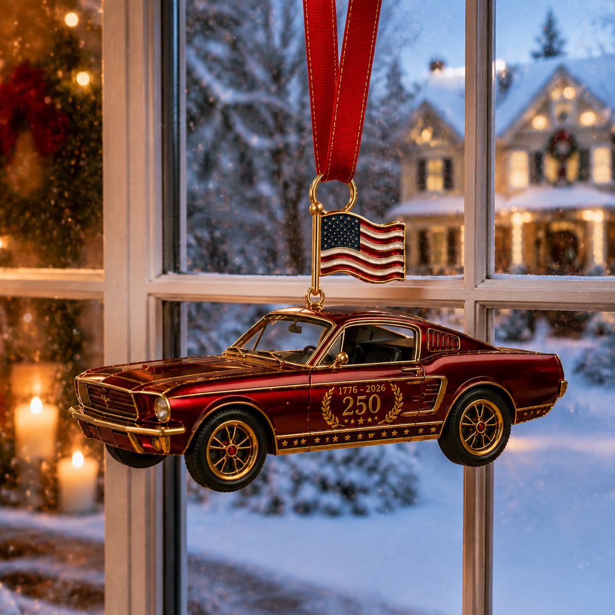✨250th Anniversary Vintage Red Car Ornament
