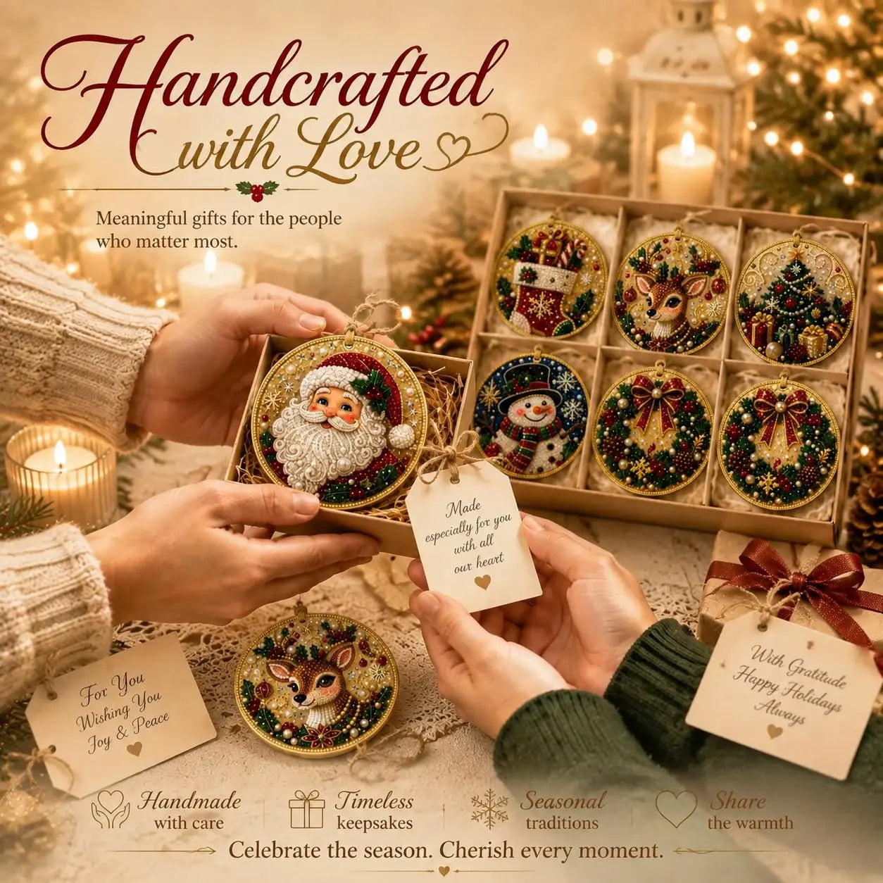 6Pcs/12Pcs Christmas DIY Diamond Painting Ornaments Kit, Xmas Tree Hanging Pendant🎄 - image 11