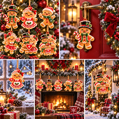 6-Piece Gingerbread Christmas Ornament Collection – Adorable  Gingerbread Family, Couple & Holiday Characters | Festive Christmas Tree Hanging Decorations, Sweet Family Keepsake Gifts
