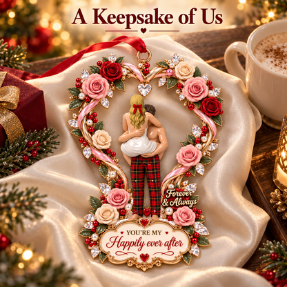 2026 “Happily Ever After” Couples Christmas Ornament –  Rose Heart Keepsake Gift
