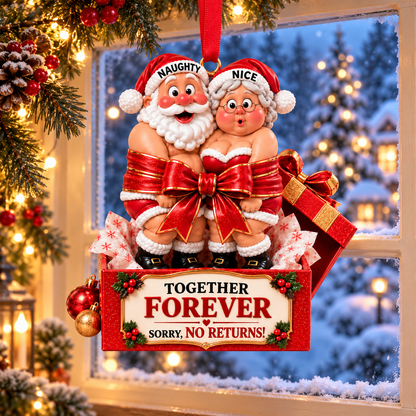 2026 Naughty & Nice Santa & Mrs. Claus Ornament – “Together Forever” Funny Christmas Gift for Couples