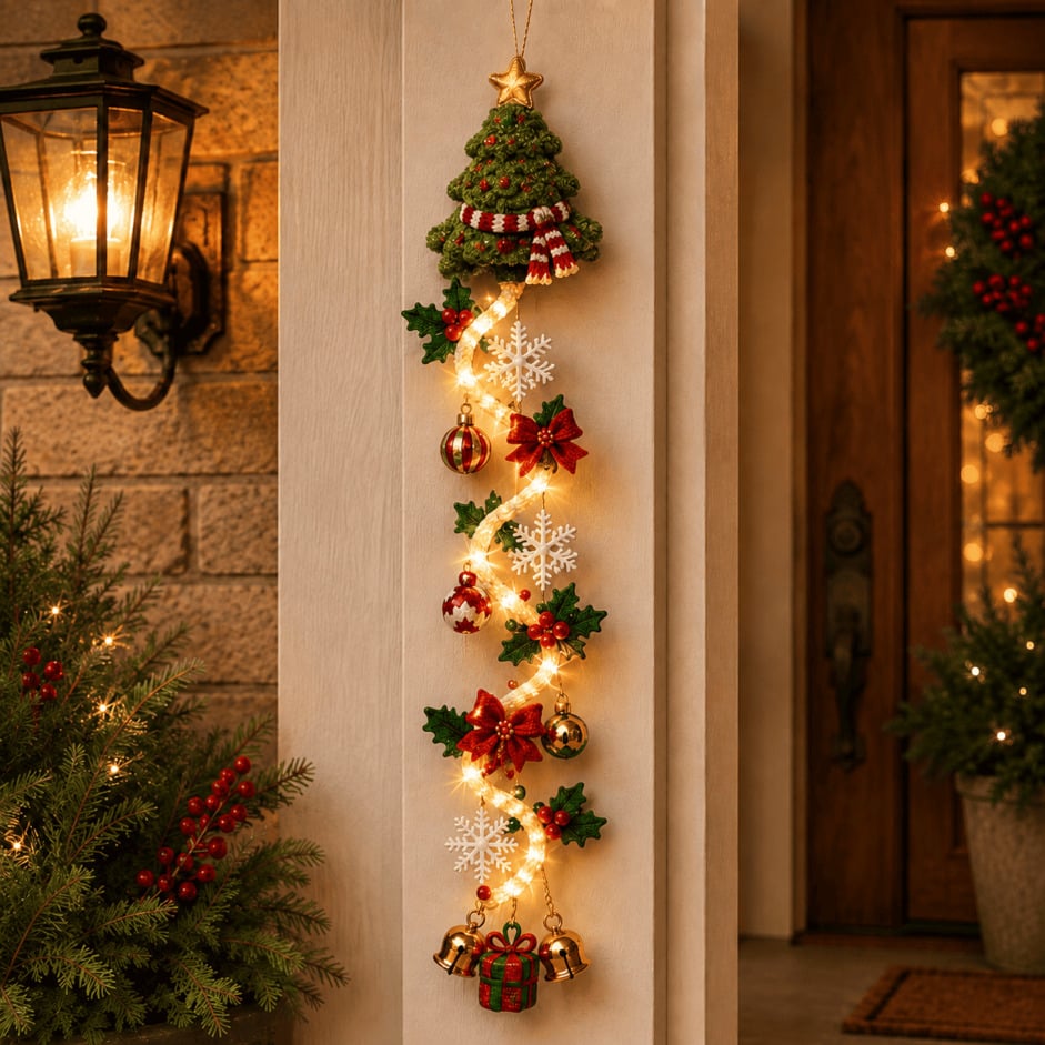 🎄MerryCascade Glowing Christmas Door Hanger | 6 Festive Lighted Designs with Warm Glow, Dimensional Details & Space-Saving Vertical Décor ✨ - image 9