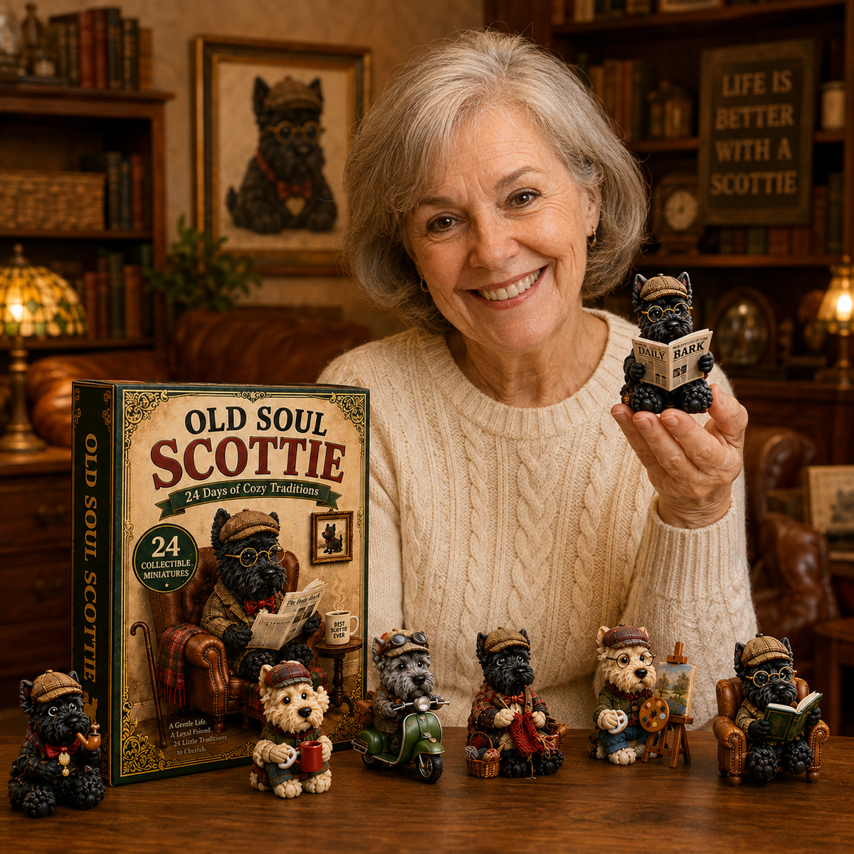 Old Soul Scottie 24-Day Advent Calendar – 24 Adorable Collectible Scottish Terrier Miniatures, Cozy Christmas Countdown Gift for Scottie Lovers & Dog Owners