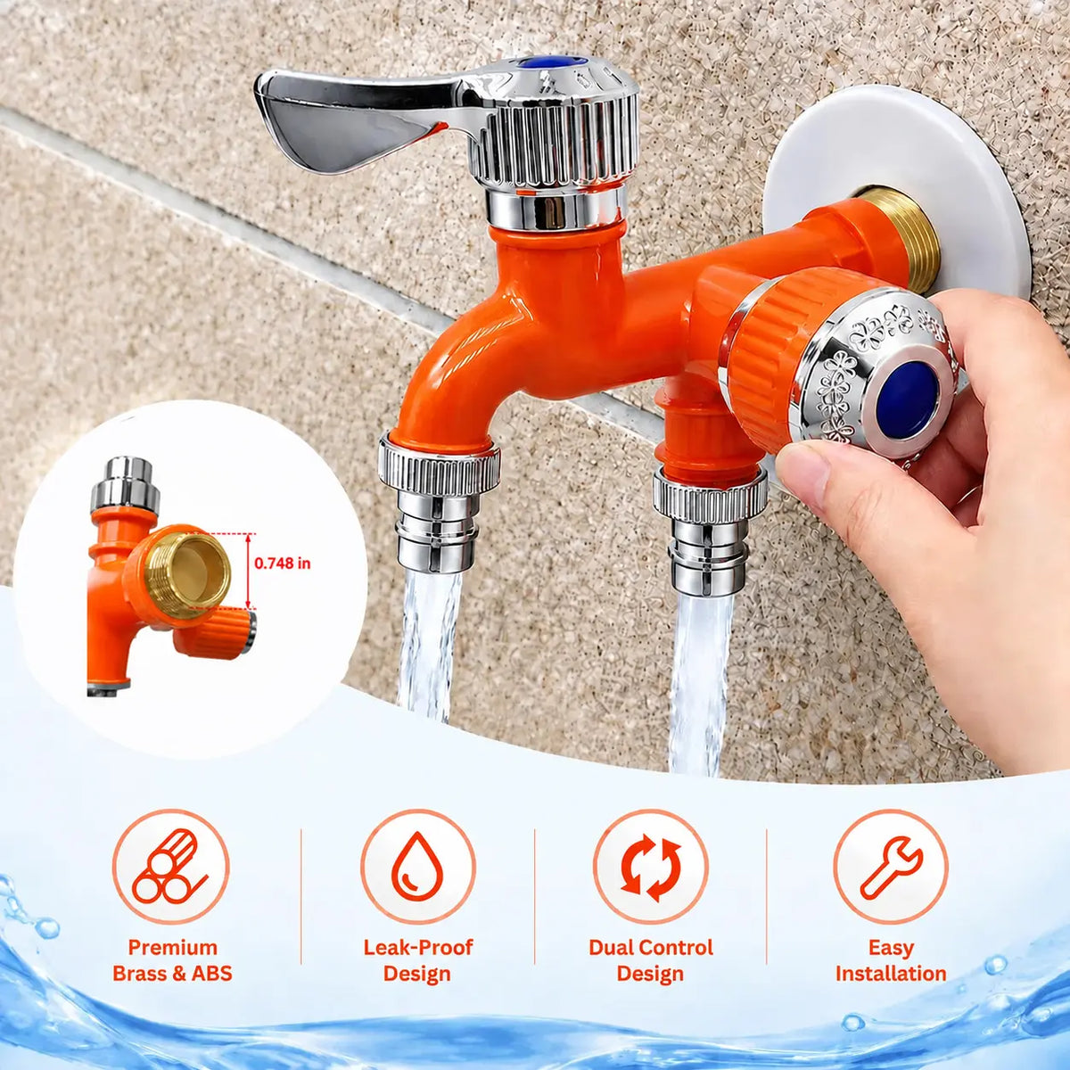 Dual Outlet Washing Machine Plastic Faucet, 1 In 2 Out Water Plastic Tap🚰 - image 9