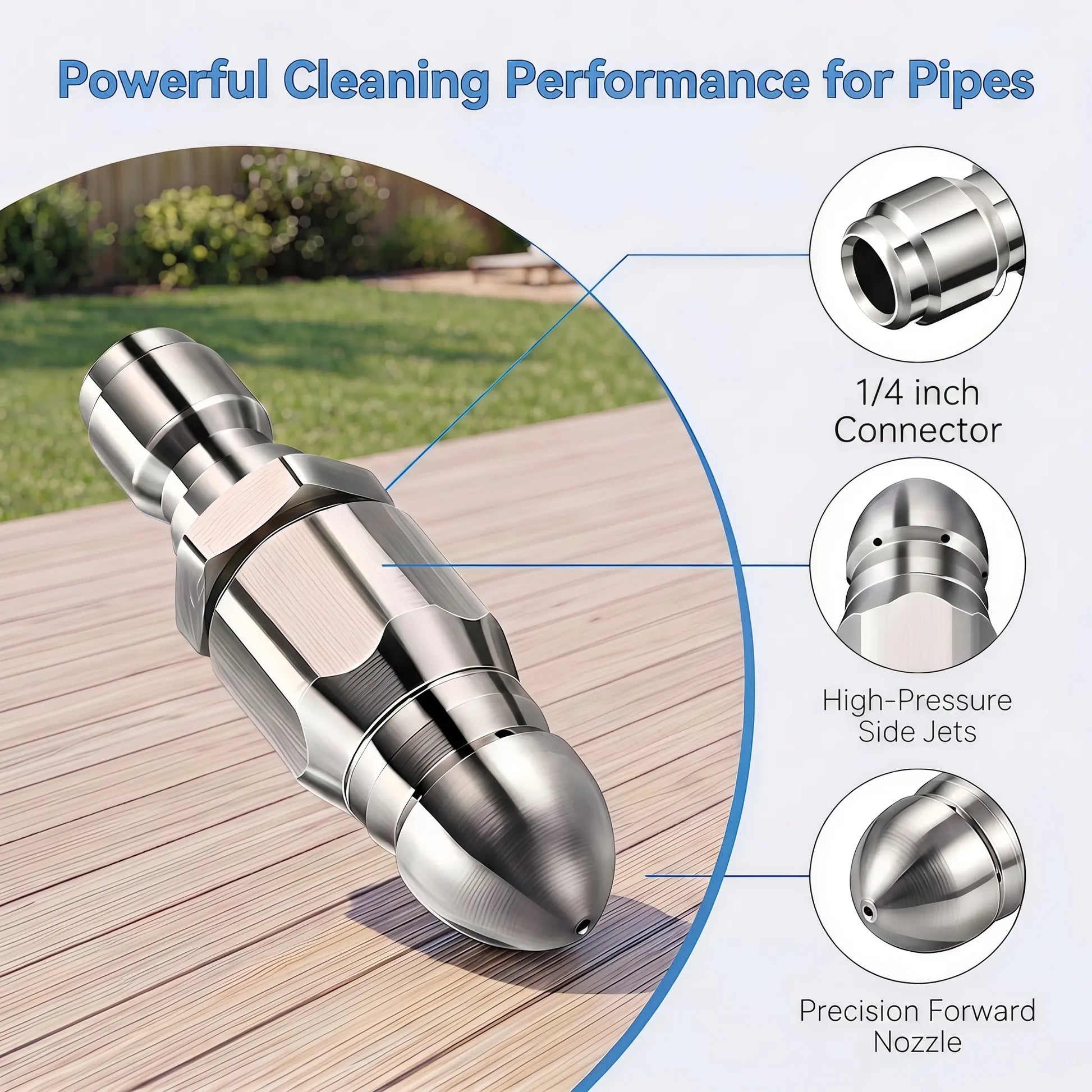 Washer Sewer Jetter Nozzle with Stainless Steel, Mini Compact Durable Sewer Jet Nozzle🚰 - image 7