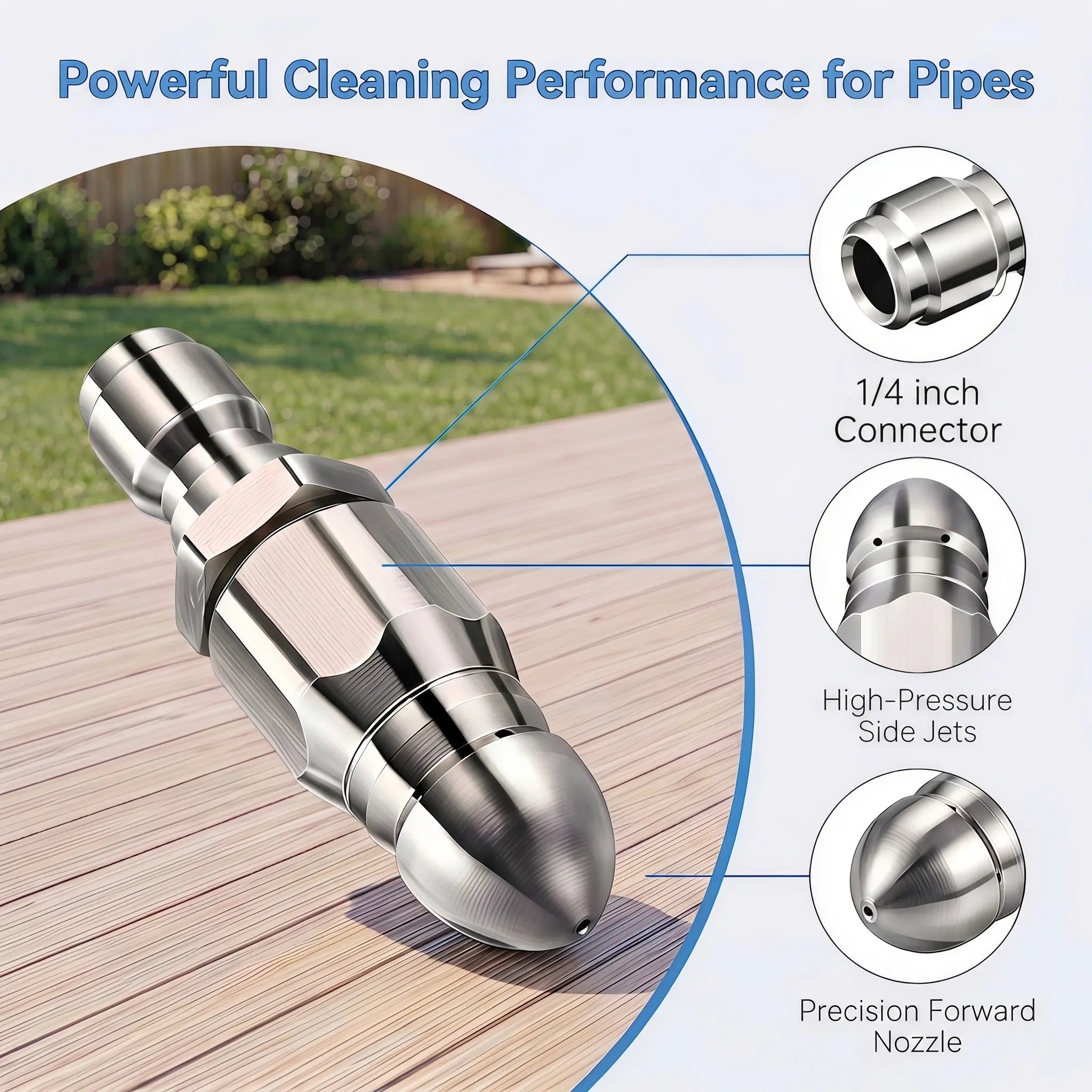 Washer Sewer Jetter Nozzle with Stainless Steel, Mini Compact Durable Sewer Jet Nozzle🚰 - image 7
