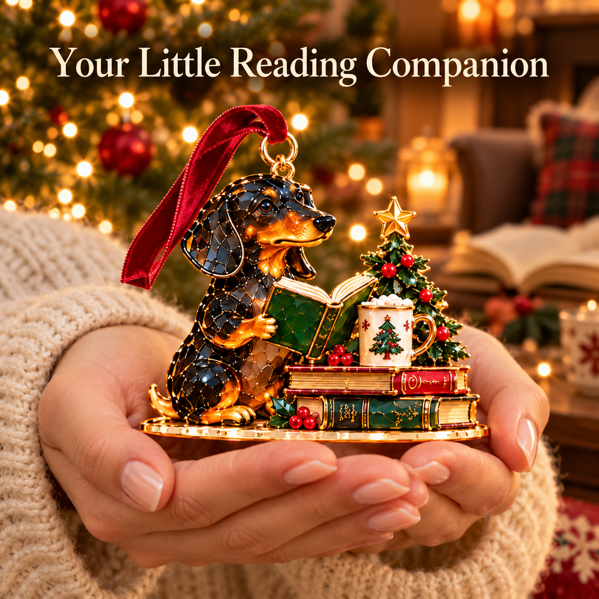 Dachshund Christmas Ornaments – Cozy Library Holiday Collection