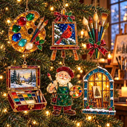 🎨 2026 Christmas Artist Ornaments – Set of 6 Creative Holiday Keepsakes