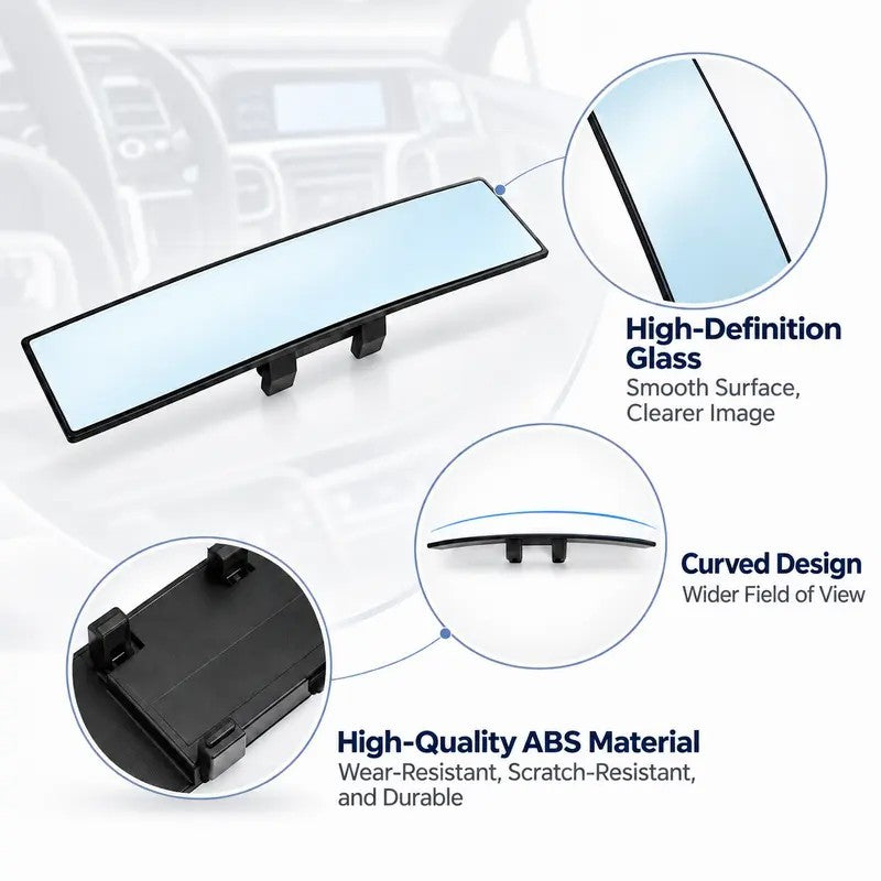 HD Convex Panoramic Rearview Mirror, Clip-On Car Interior Mirror ☀️