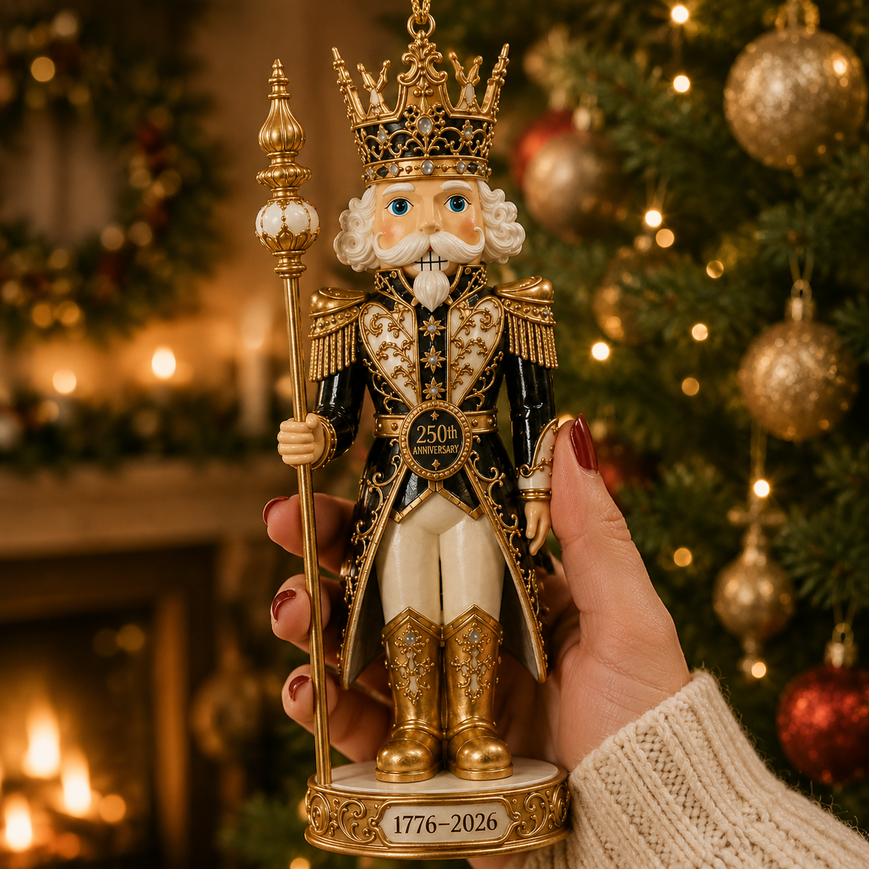 🔥Last 40 pcs✨⏰ Limited anniversary edition✨2026 America 250th Anniversary Black & Gold Nutcracker King Ornament