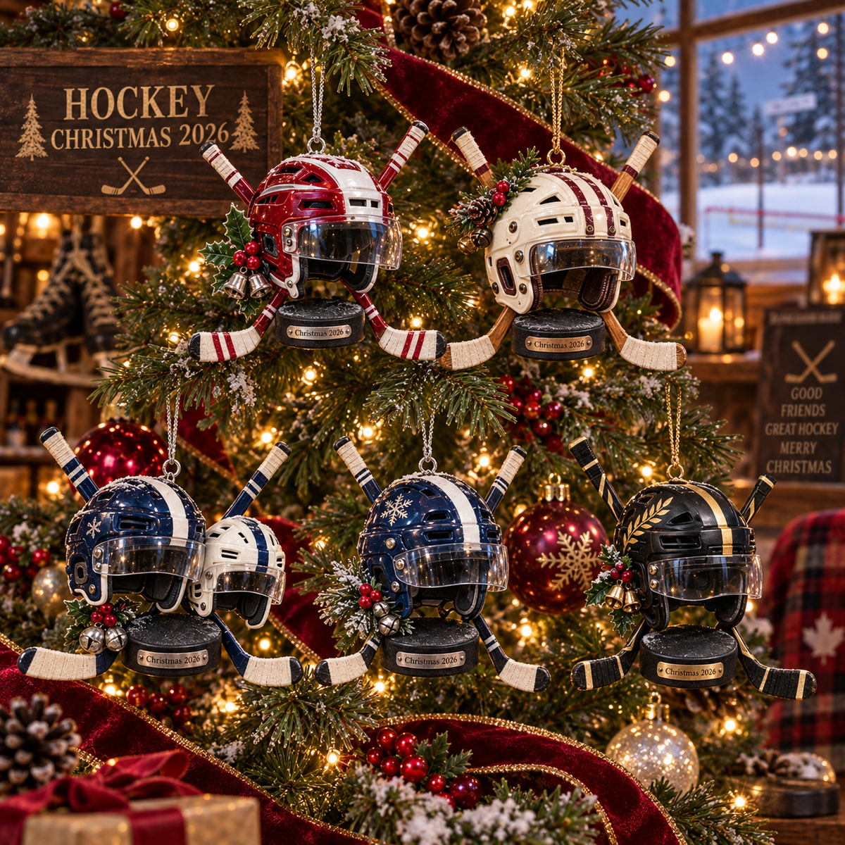 2026 Hockey Christmas Ornaments – 5 Unique Helmet, Stick & Puck Designs for Hockey Fans