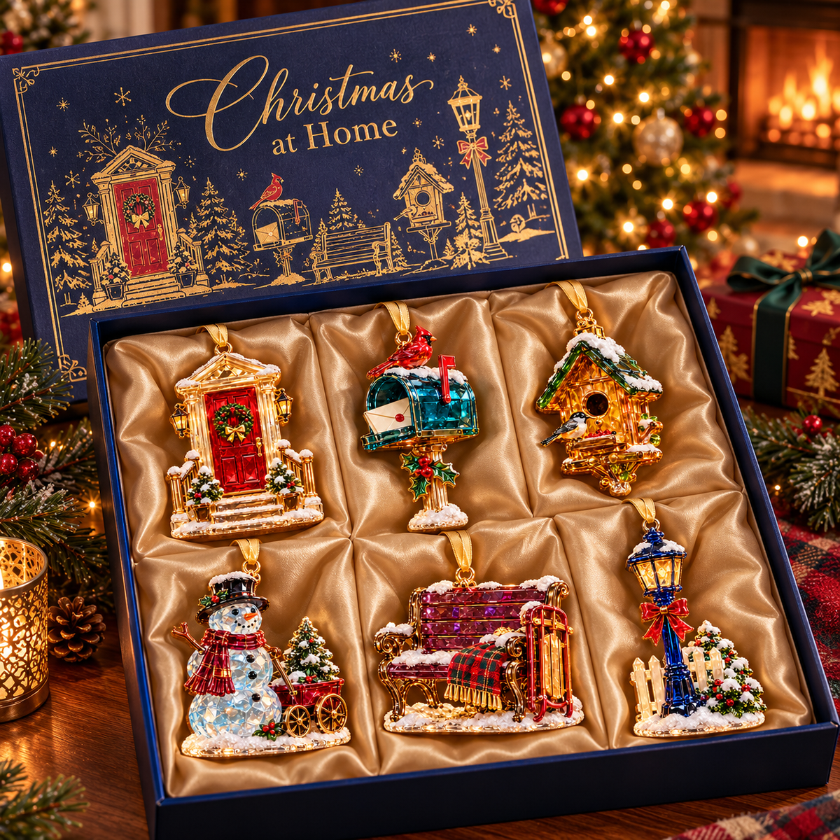Home for Christmas – Vintage Winter Scene Ornaments in 6 Charming Designs