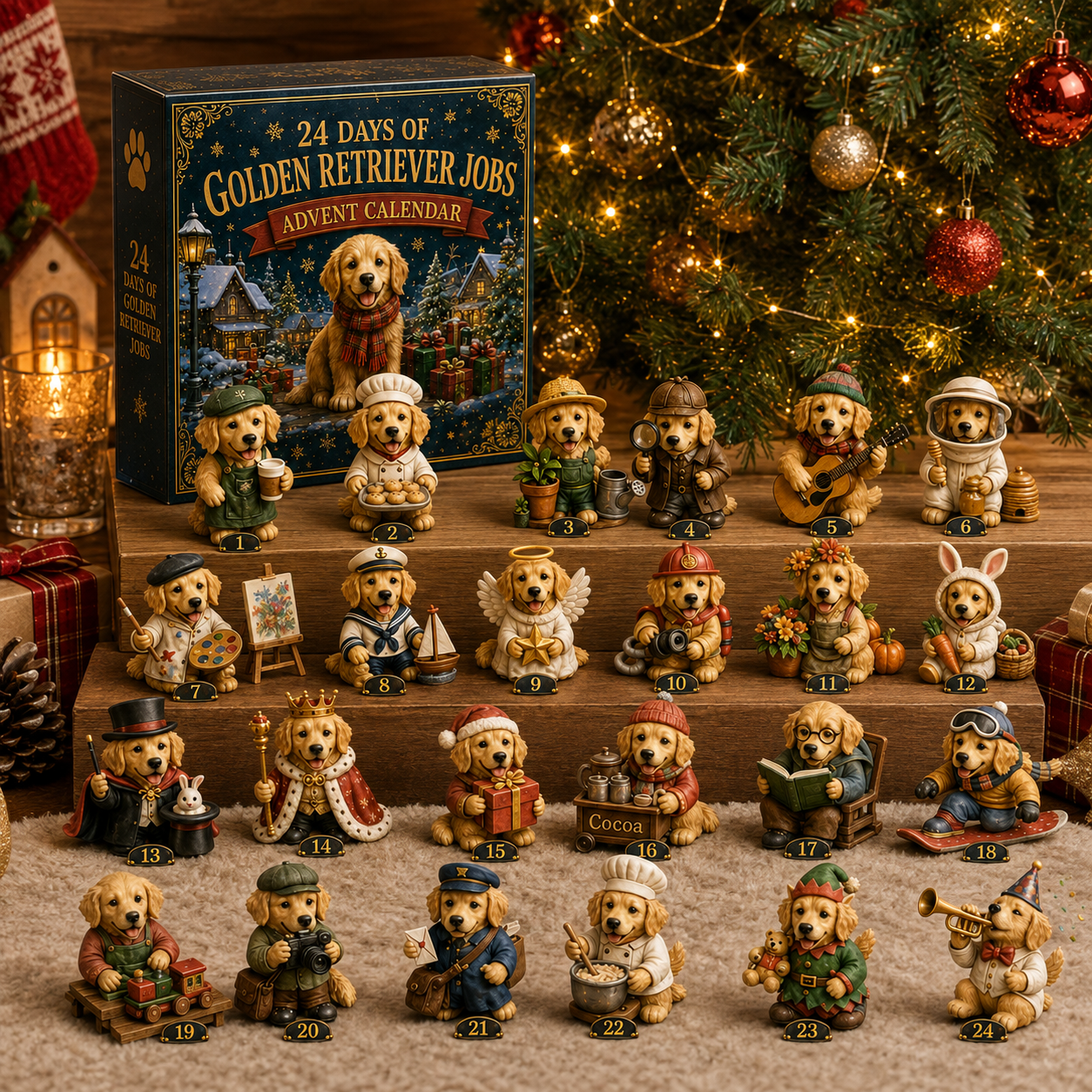 Golden Retriever Jobs Advent Calendar 2026 – 24 Days of Adorable Career-Themed Golden Retriever Miniatures & Christmas Surprises