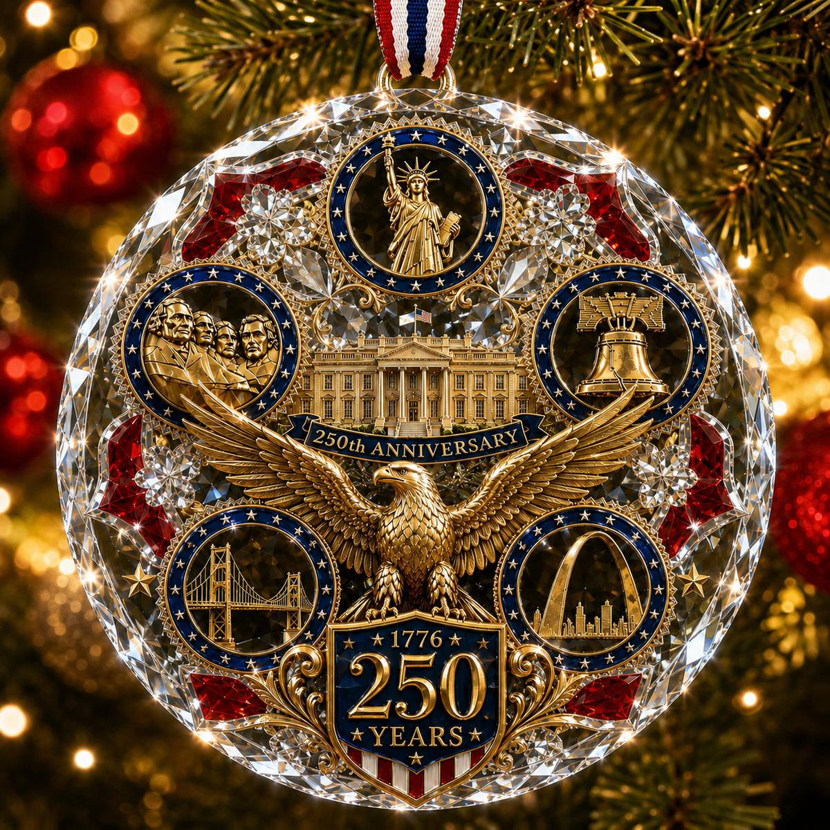 250th Anniversary American Heritage Christmas Ornament – Patriotic 250 Years of Freedom Keepsake for 2026