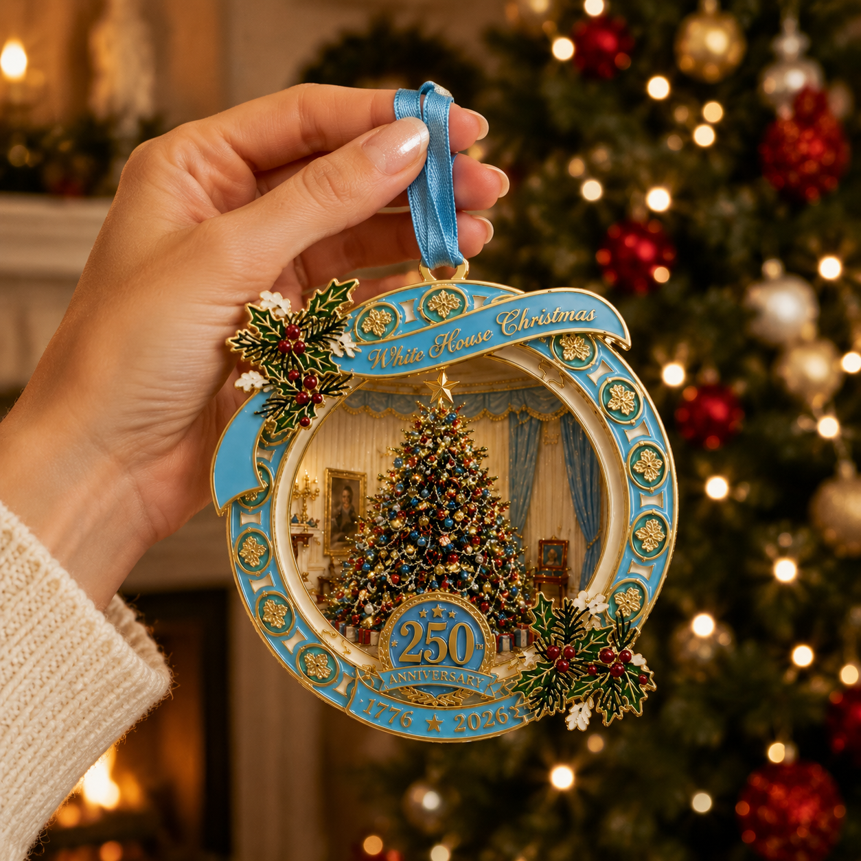 ✨250th Anniversary View of the Christmas tree in the White House bedroom