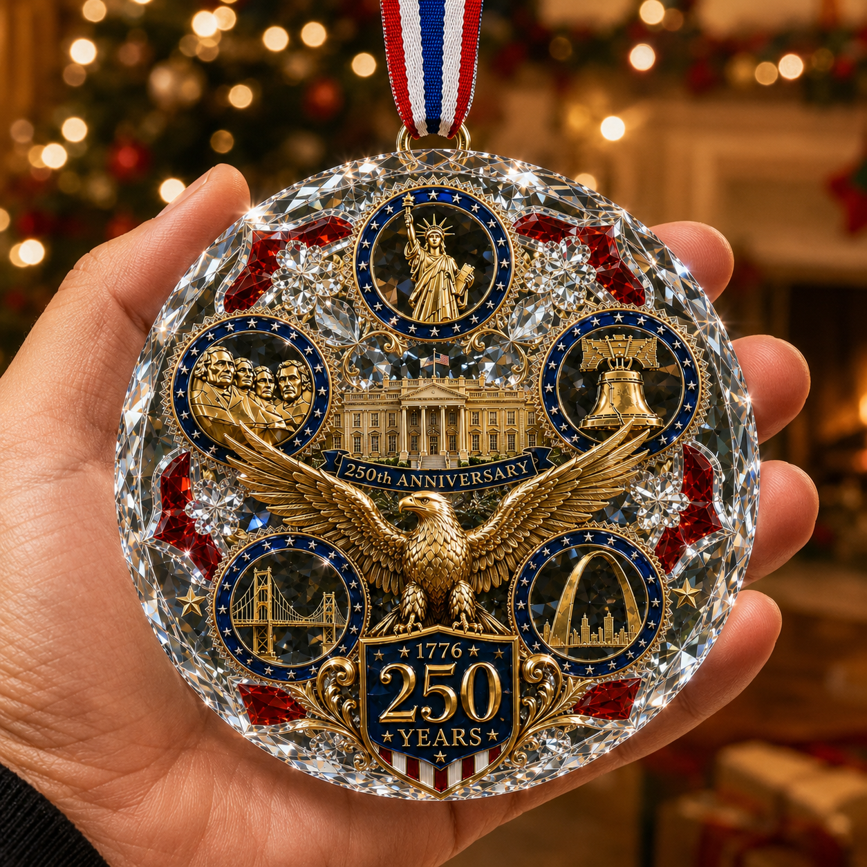 250th Anniversary American Heritage Christmas Ornament – Patriotic 250 Years of Freedom Keepsake for 2026