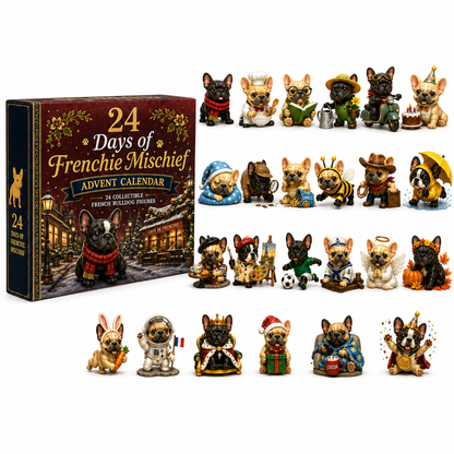 24 Days of Frenchie Mischief Advent Calendar 2026 – 24 Unique French Bulldog Collectible Figurines, Christmas Countdown Gift for Frenchie Lovers