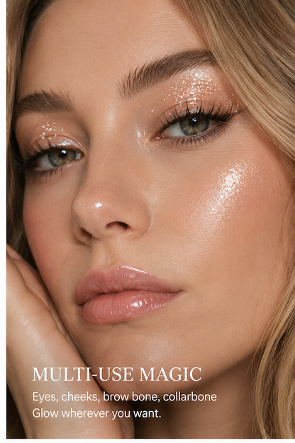 3-Shade Shimmer Highlighter with Puff | Face & Body Glow - image 8