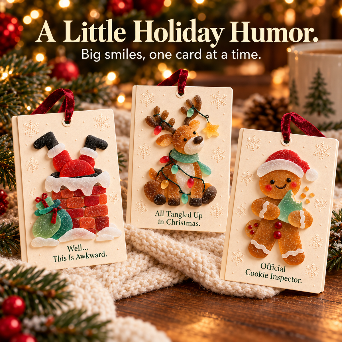 🎄 Sea glass style -Christmas Wishes – 2-in-1 Greeting Cards & Keepsake Ornaments | 6 Festive Designs