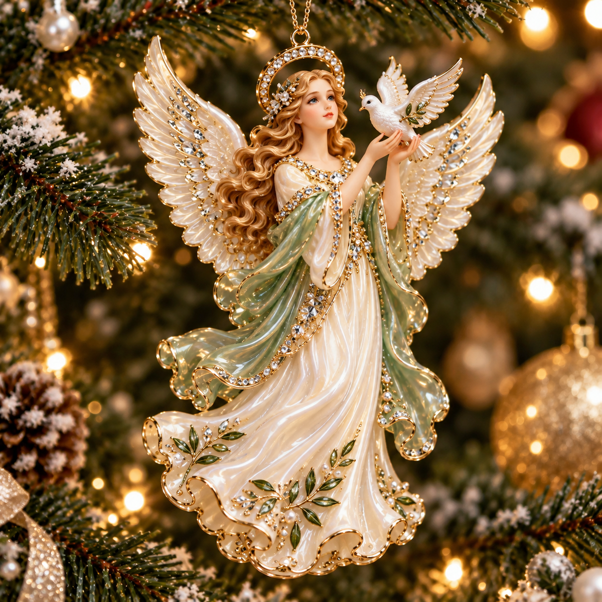 2026 Heavenly Angels Christmas Ornaments – 8 Elegant Designs with Golden Wings & Flowing Pastel Gowns
