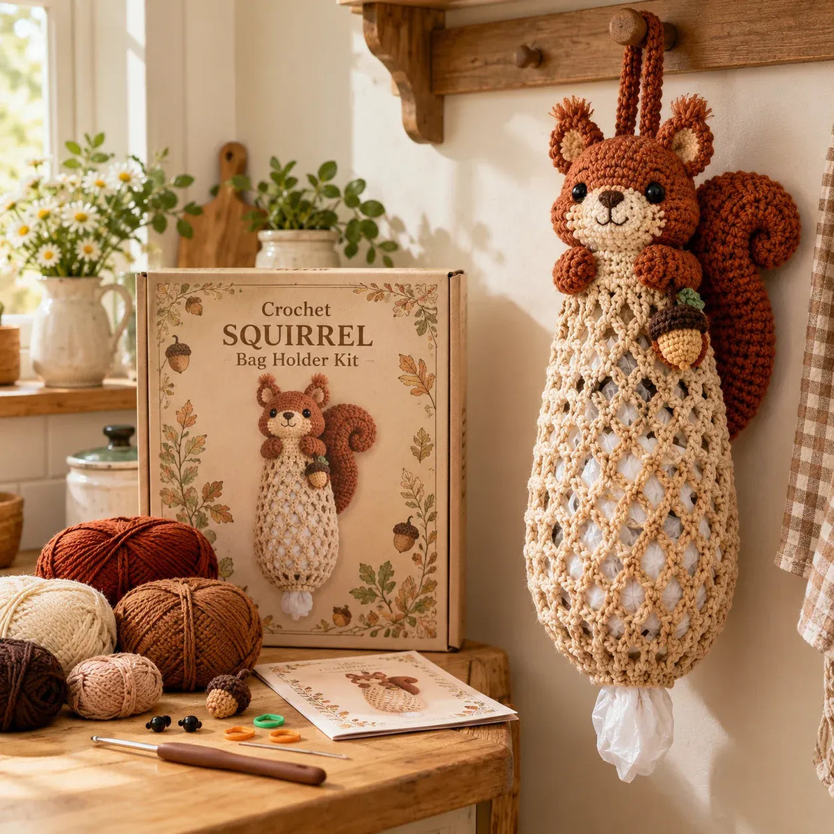 🔥LAST DAY 49% OFF – 🌼 Cottage Harvest KeepersTM — Crochet Animal Bag Holder DIY Kit | 11 Adorable Designs