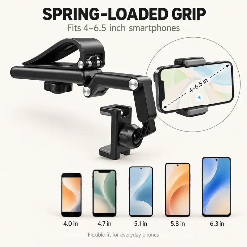 Foldable Car Phone Holder for Sun Visor, Adjustable Arm with 360 Phone Rotation 📱