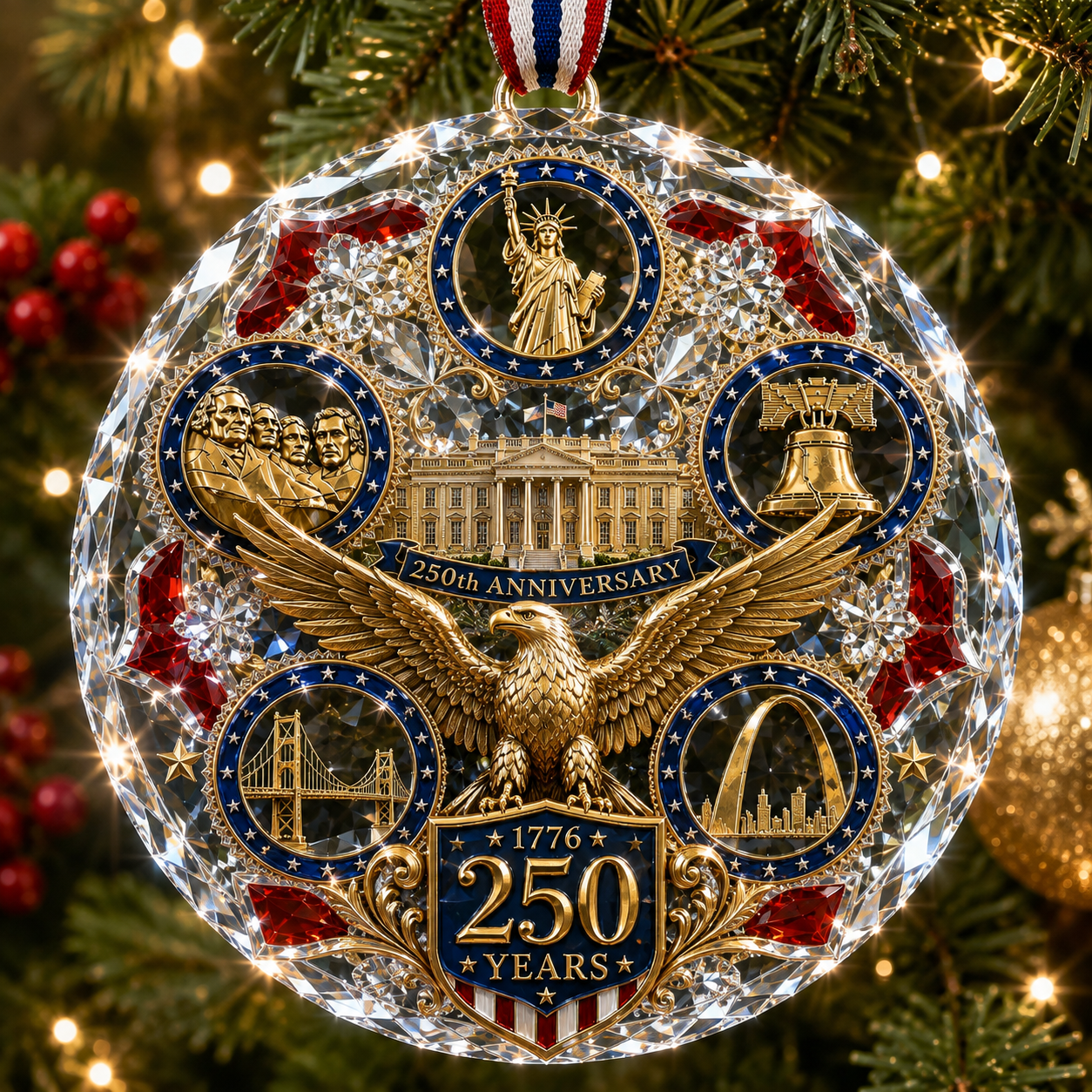 250th Anniversary American Heritage Christmas Ornament – Patriotic 250 Years of Freedom Keepsake for 2026