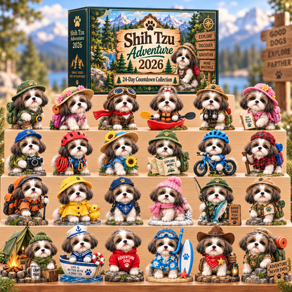 Shih Tzu Adventure 2026 – 24-Day Adventure Countdown Calendar with 24 Unique Collectible Miniatures, Fun Gift for Shih Tzu & Dog Lovers