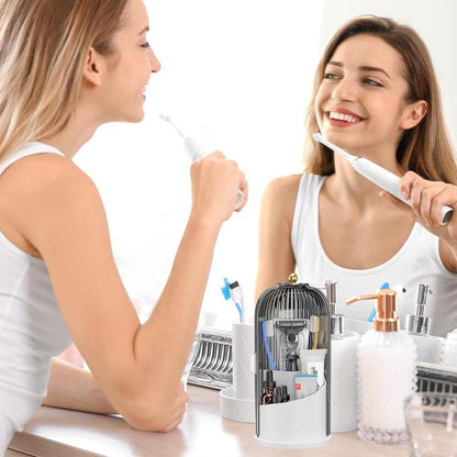 360° Rotating Toothbrush Holder with Cover - Clear Compact Vanity Organizer - image 6