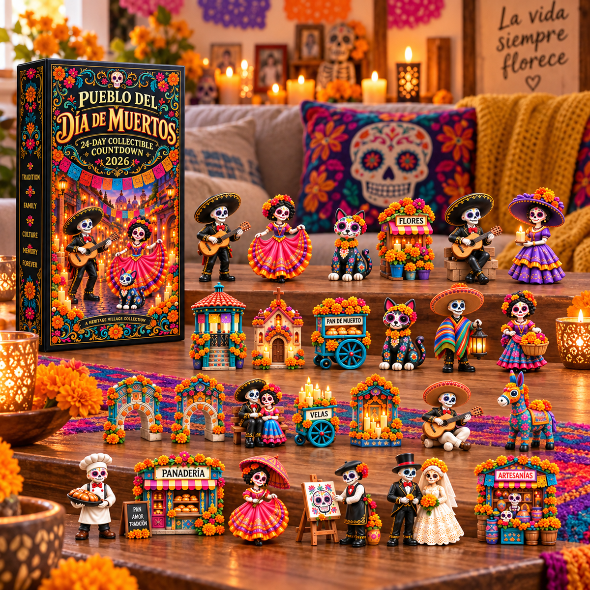 Pueblo del Día de Muertos 2026 – 24-Day Day of the Dead Collectible Countdown Calendar with 24 Unique Miniatures