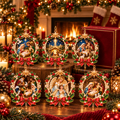 2026 Nativity Christmas Ornaments – 6-Piece Holy Family & Bethlehem Keepsake Collection | Faith-Inspired Christmas Tree Decorations & Meaningful Religious Gifts