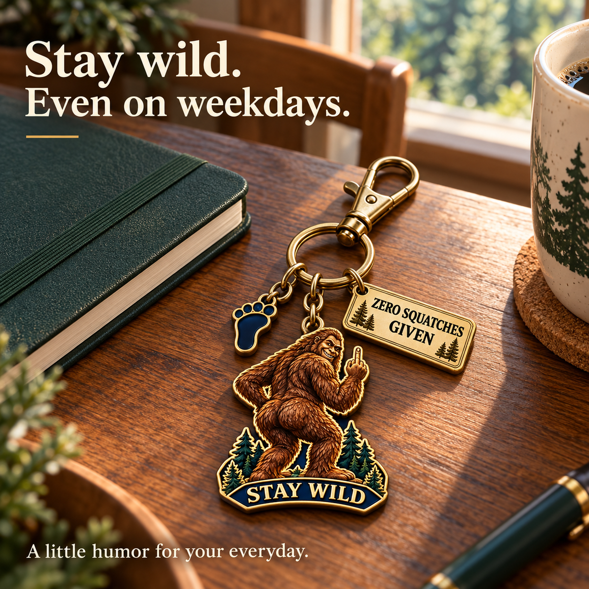 🔥Last Day 50% OFF "To My Favorite Weirdo" Funny Bigfoot Keychain & Gift Card Set 🌲🍑 - Sassy Gag Gift for Best Friends