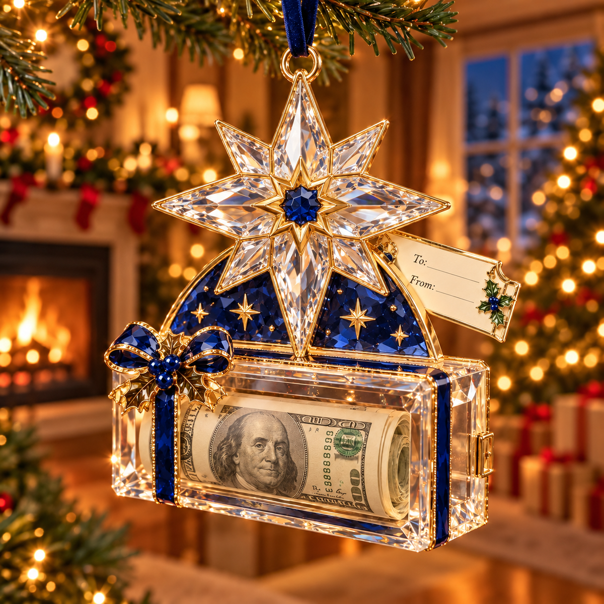 2026 Crystal-Style Christmas Money Holder Ornaments – 20 Festive Designs with Gift Tags