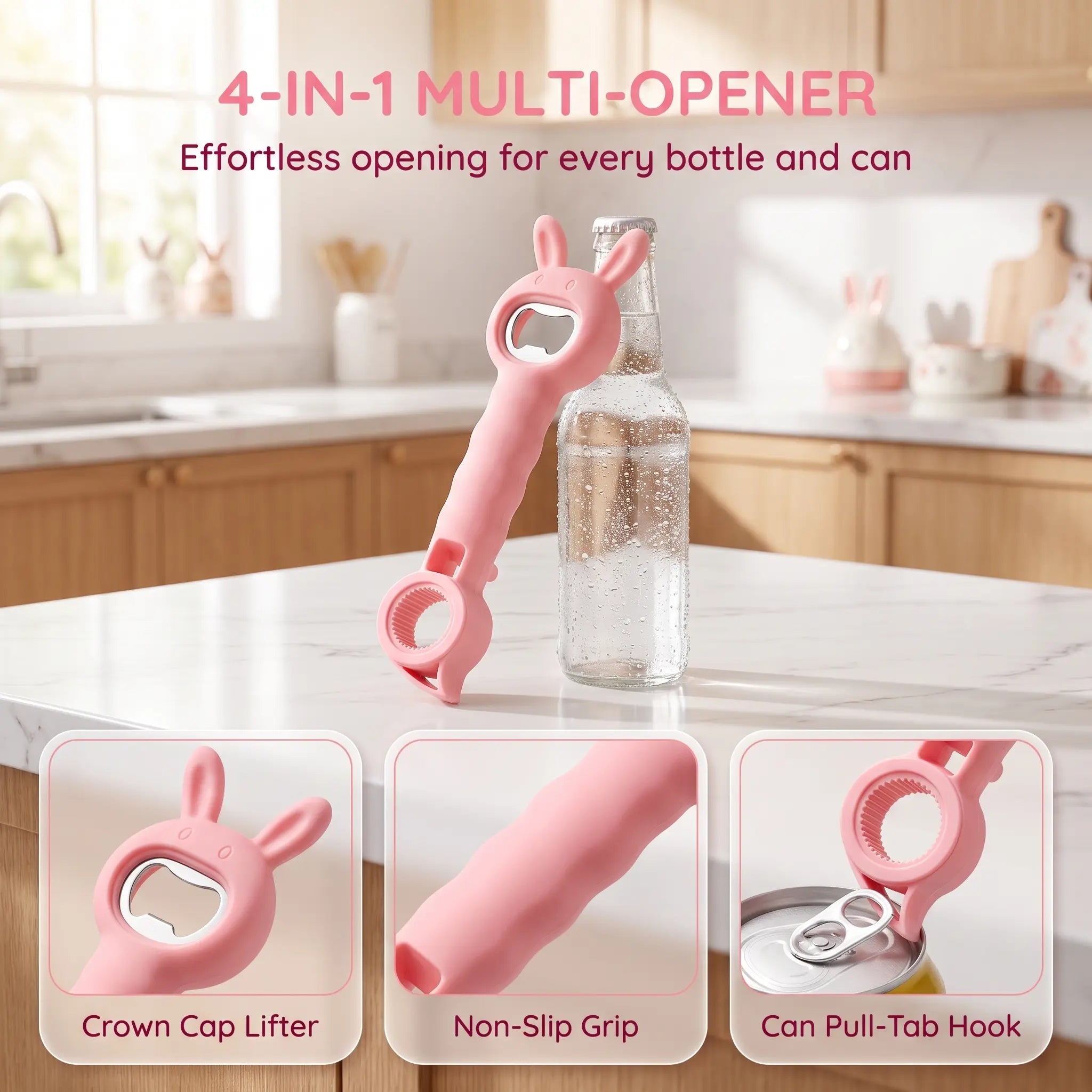 4‑in‑1 Multi‑Function Bottle & Jar Opener, Bunny‑Shaped Kitchen Opener Tool with Bottle Opener 🐰🍾 - image 9