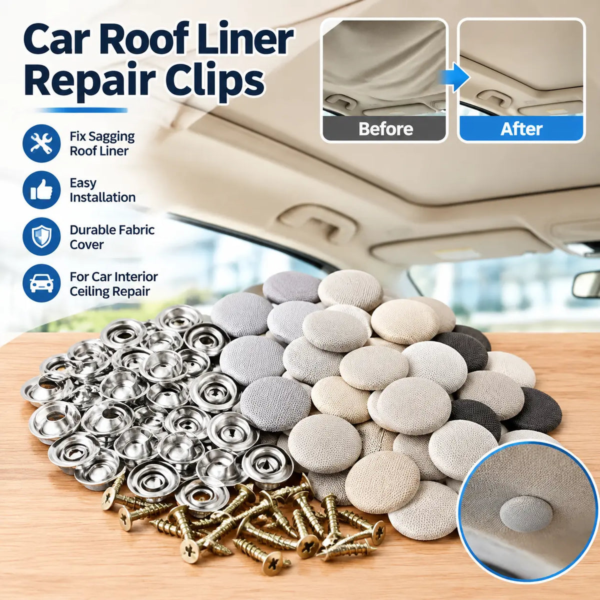 50 Pack Car Roof Headliner Repair Buttons, Fabric Covered Retainer Screws 🚗 - image 1